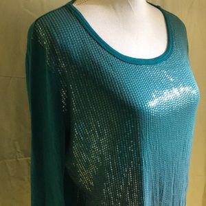 Teal long sleeve shimmer tee. Clinton Kelly. NWT